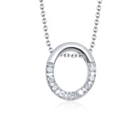 Oval CZ Setting Silver Necklace SPE-3202